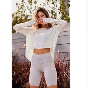 Free People Movement Good Karma Biker Shorts - Ice Grey - XS/S